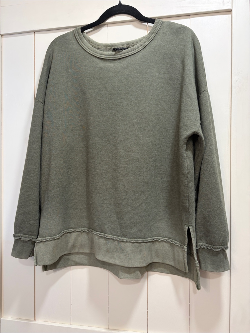 Buffalo David Bitton Relaxed Olive Crewneck Sweater